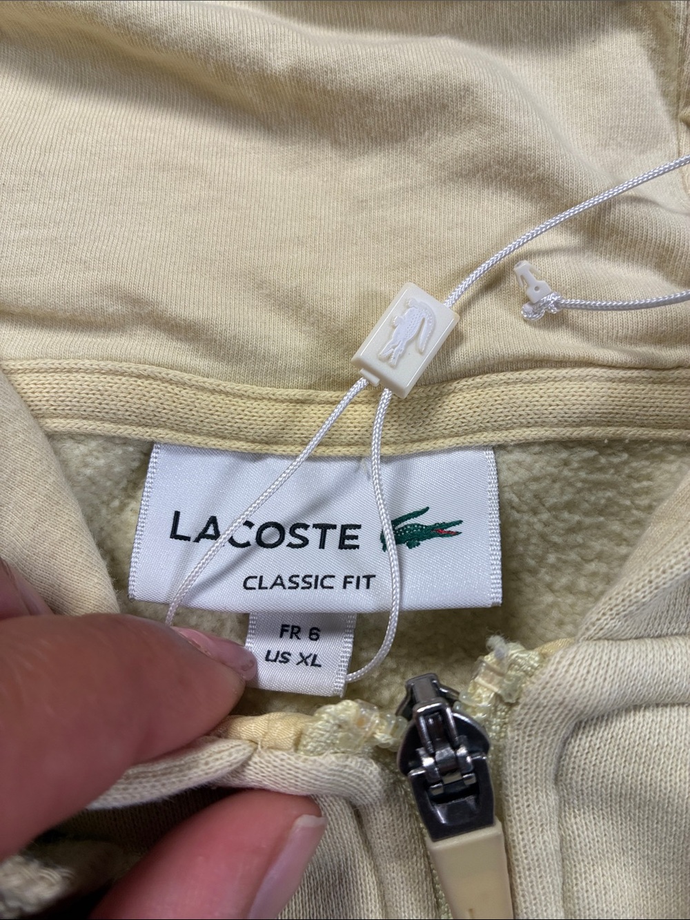 Lacoste Pale Yellow Full-Zip Hoodie with Crocodile Logo Womens XL - Picture 3 of 15